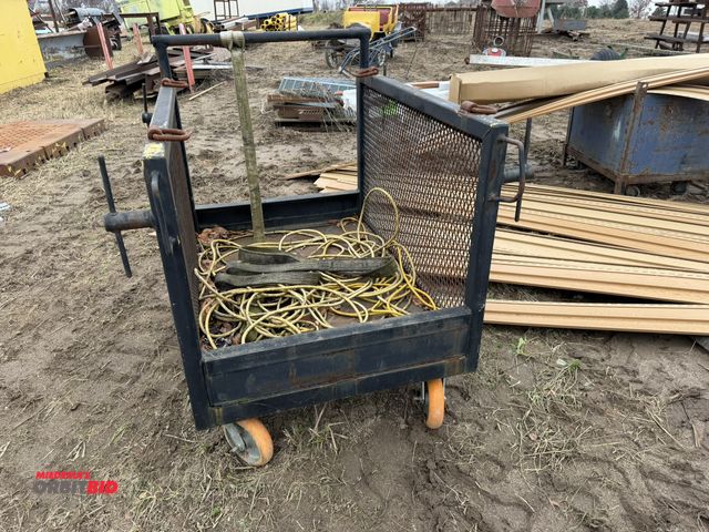 Lot 1-3008 - (1) 36" width x 32" height x 48" depth steel framed utility cart with assorted contents.
