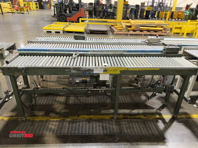 Lot 1-5292 - Set of (3) 15" width x 8' length powered conveyor sections with push button controls, 3/4 HP, 3-phas...