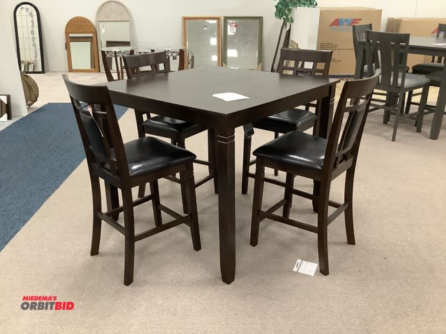 Lot 1-17246 - Signature Design by Ashley bar height dining table with chairs. 42” by 42” by 36” tall