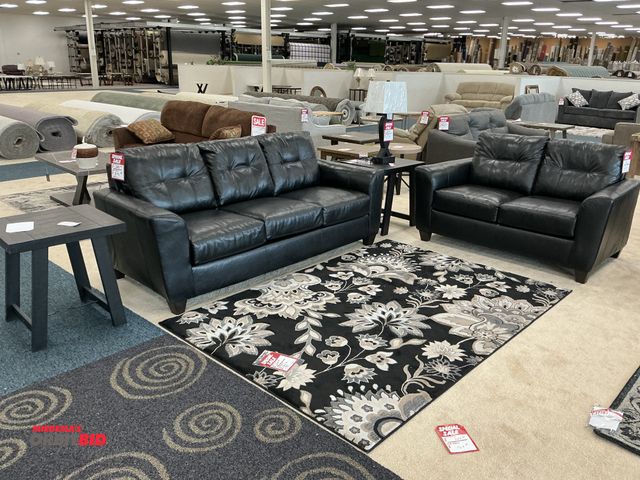 Lot 1-17188 - Living room set including; top grain leather sofa measuring approximately 80”Wx36”Hx36D, matching lo...