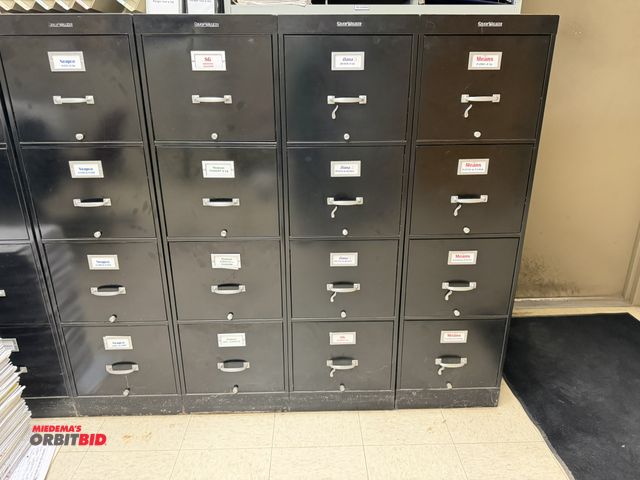 Lot 1-14547 - Lot of (4) Shaw-Walker 15" width x 52" height x 27" depth 4-drawer steel file cabinets.