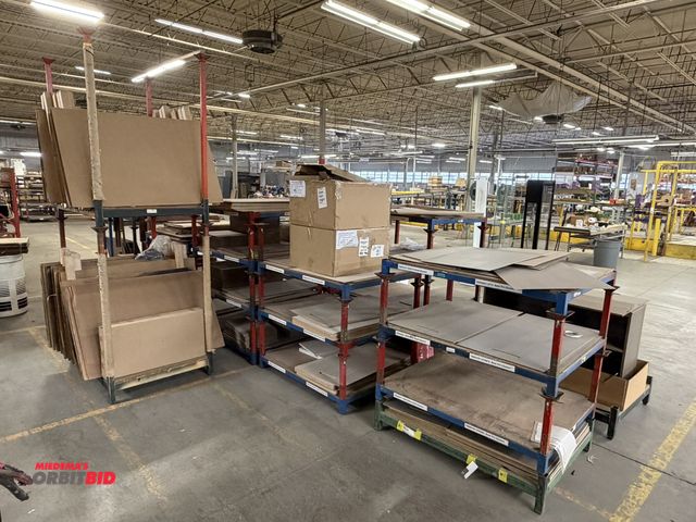 Lot 1-17534 - Lot of approx. (31) stackable racks, 36" width x 48" length x 9" tall, with contents of assorted woo...