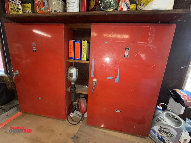 Lot 1-12132 - (2) Auto Call single door storage cabinets filled with assorted electrical items, including Push Mat...