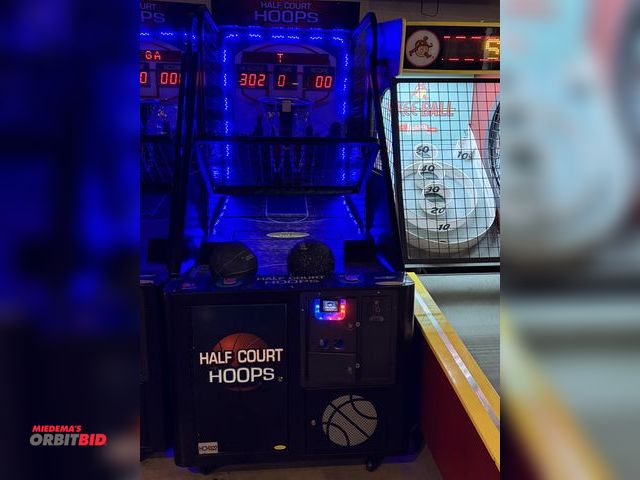 Lot 1-11192 - (1) Half Court Hoops Basketball themed arcade game with digital score and time read out, push button...