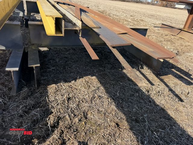Lot 1-2947 - Large lot of steel, includes 10" x 3/4" x 12' flat, 7" x 3/4" x 12, 2.5", (2) I-beams, 6.5" x 8" x a...