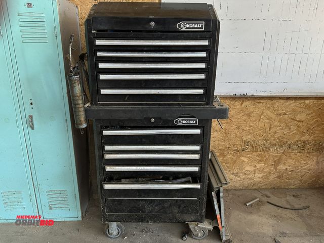 Lot 1-14173 - (1) Kobalt 27" width x 22" height x 18" depth 4-drawer tool box, and (1) Kobalt 32" width x 32" heig...