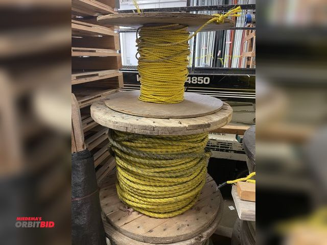 Lot 1-6182 - (2) spools of electrical pull rope, includes partial spool of braided 1/4", and braided 3/4" spool.