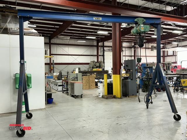 Lot 1-19195 - (1) Vestil, model FHS-15, 4000 lb. capacity A-frame type gantry crane, 144" beam, casters, P &amp; H...