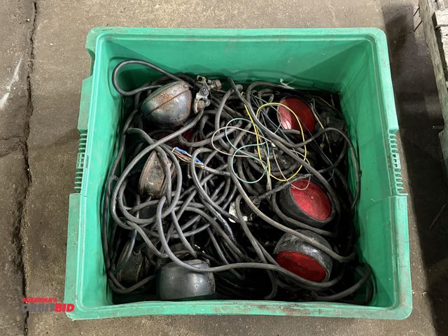 Lot 1-1163 - (1) tote of assorted magnetic tow lights with wiring and assorted lighting components.