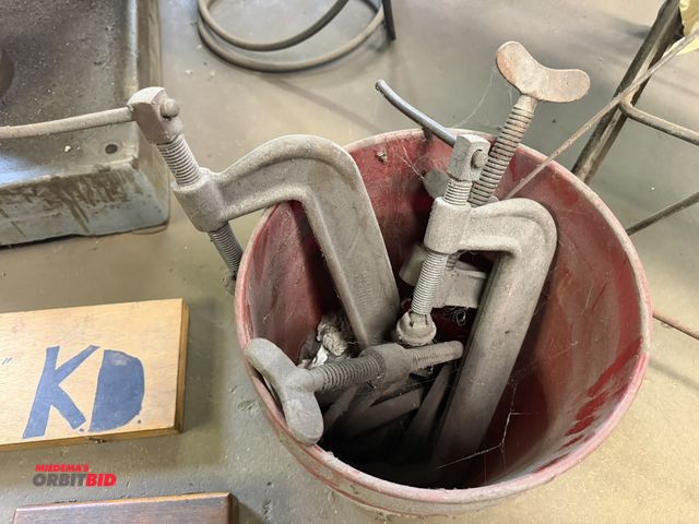 Lot 1-18570 - Lot including (3) 8", (2) 10", and (1) 3" C-clamp with bucket.