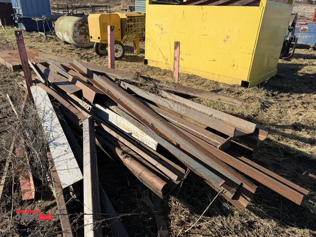 Lot 1-2901 - Large lot of assorted steel, includes I-beams, 6" x 10", flat, C-channel 12" x 10', various lengths,...