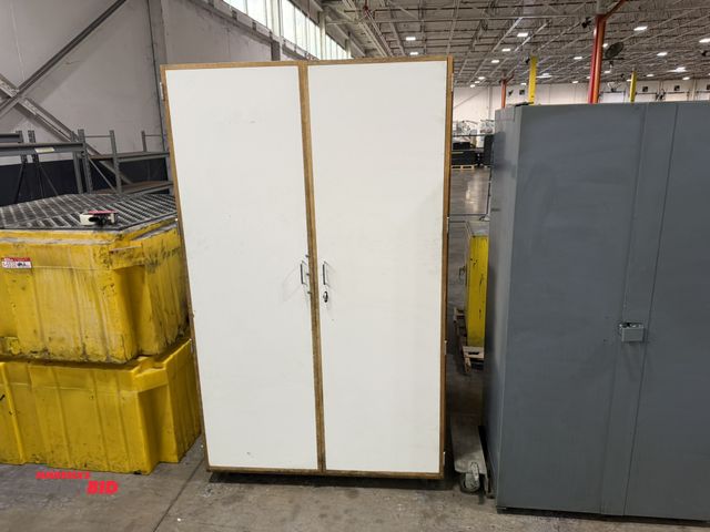 Lot 1-5533 - (1) 48" width x 81" height x 30" depth 2-door storage cabinet with 2 adjustable height plywood shelv...