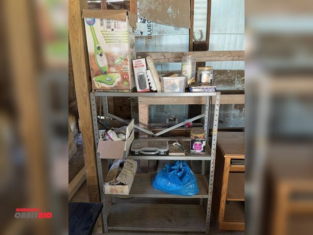 Lot 1-8350 - (1) 36" width x 49" height x 12" depth bolt together steel shelving unit with 4 shelves, and content...