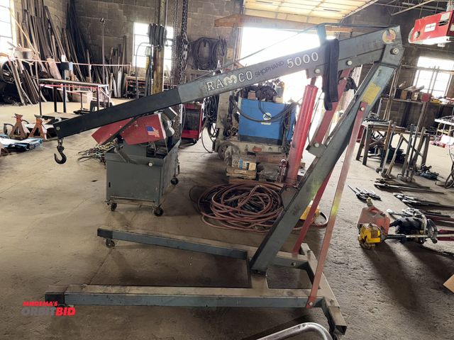 Lot 1-18118 - (1) Ramco Shop Hand 5000, 5000 lb. capacity engine hoist with extendable arm, and RM8000 long ram ja...