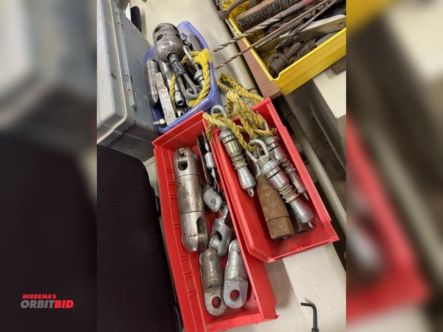 Lot 1-6331 - Large lot of assorted cable pullers and swivels, (1) swivel approx. 10" long with 20,000 lb. rating,...