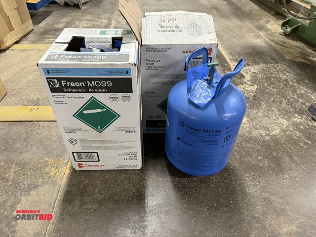Lot 1-16985 - (2) Freon M099 refrigerant, R438A, 1 new 25 lb. bottle, and 1 partial bottle.