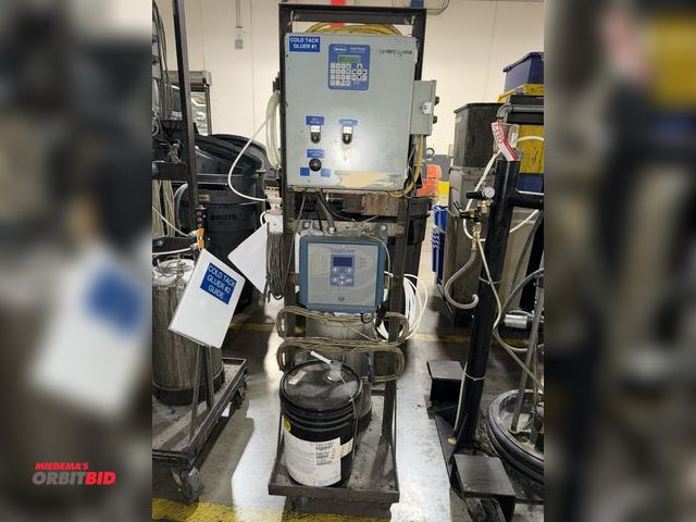 Lot 1-5353 - (1) custom built glue machine control station with 18" width x 70" height x 24" depth rolling steel ...