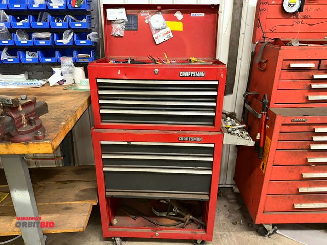 Lot 1-17243 - (1) Craftsman 26" width x 15" height x 12" depth 5-drawer tool box with a 27" width x 32" height x 1...