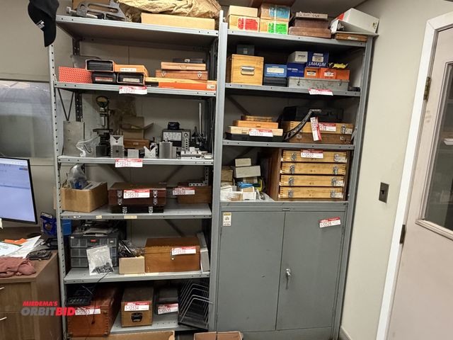 Lot 1-12542 - Lot including (1) Hallowell, approx. 37.5" width x 83" height x 18" depth steel shelving unit, with ...