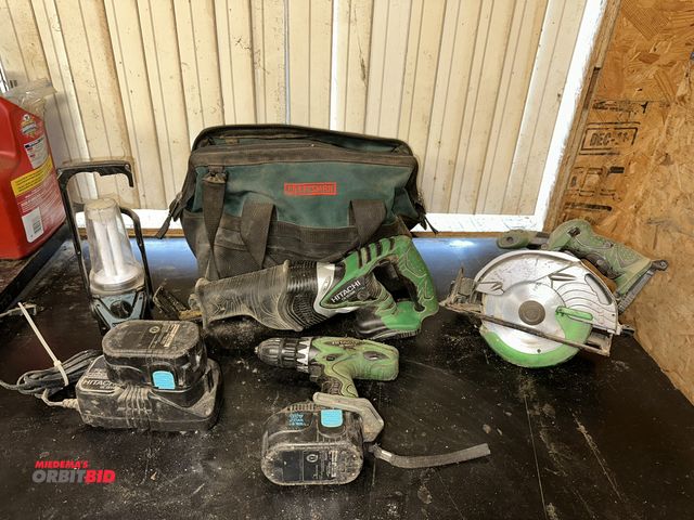 Lot 1-17333 - Lot of Hitachi 18V cordless rechargeable tools, includes (1) model C18DMR, 6" circular saw, (1) mode...