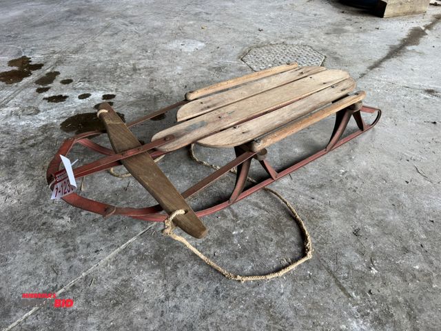 Lot 1-12307 - (1) vintage wood and metal sled, approx. 39".