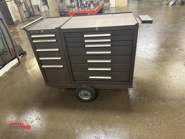 Lot 1-6506 - (1) Kennedy rolling tool chest, 2-box, 43" long x 20" deep, left hand side box is 6-drawer with asso...