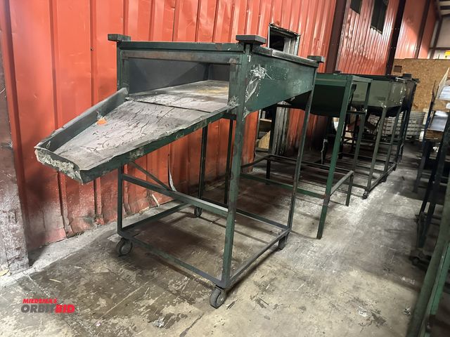Lot 1-14394 - (5) Approx. 40" x 60" x 40" Custom made steel bin drop hoppers (steel bins stacked on top)