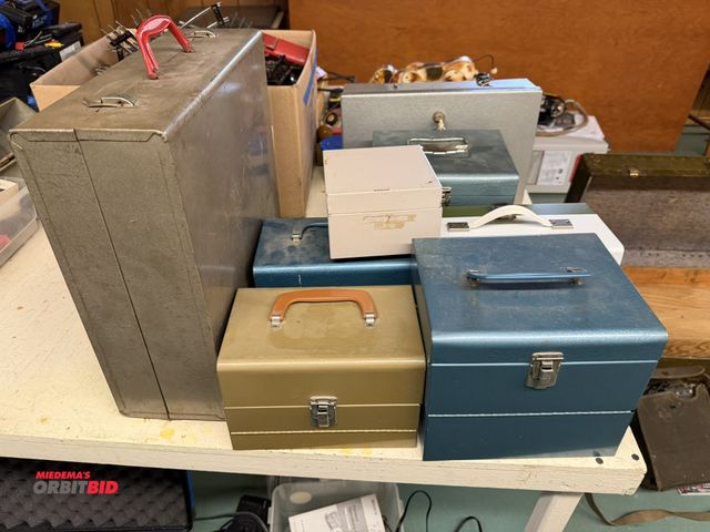 Lot 1-12184 - Large lot of assorted vintage reel and tape boxes.