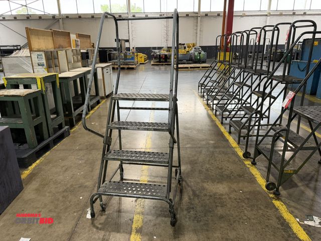 Lot 1-5191 - (1) Cotterman 450 lb. capacity, 4-step rolling warehouse safety ladder.
