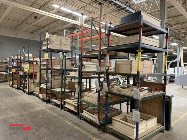 Lot 1-16697 - Lot of approx. (44) stackable steel racks, 48" x 35.5" x 9" with various size removable legs, includ...