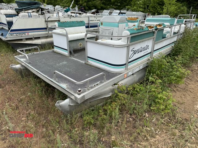Lot 1-6627 - (1) Sweet Water approx. 20' pontoon boat, no trailer, boat only, for parts or repair, no motor, Hull...