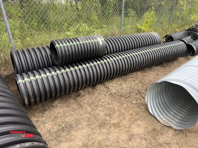 Lot 1-18346 - (3) sections of corrugated pipe, includes approx. 12' ASTM12306PE pipe, approx. 11.5', and 31" small...