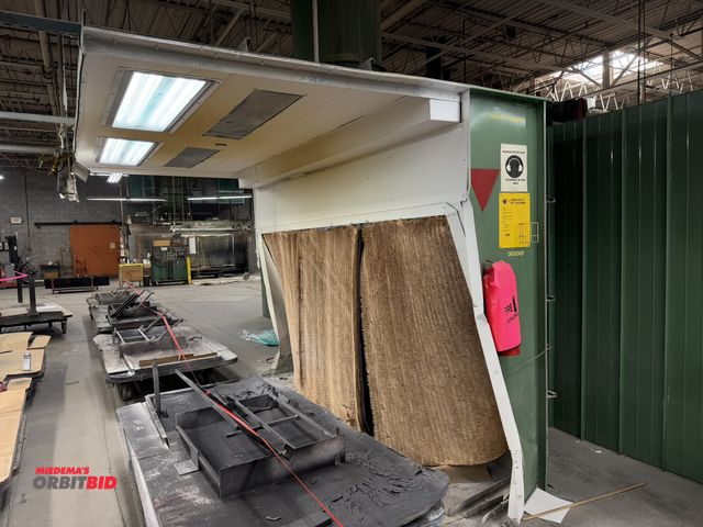 Lot 1-17261 - (1) Sample Area paint booth, approx. 12' length x 8' height spray booth with filters, overhead light...
