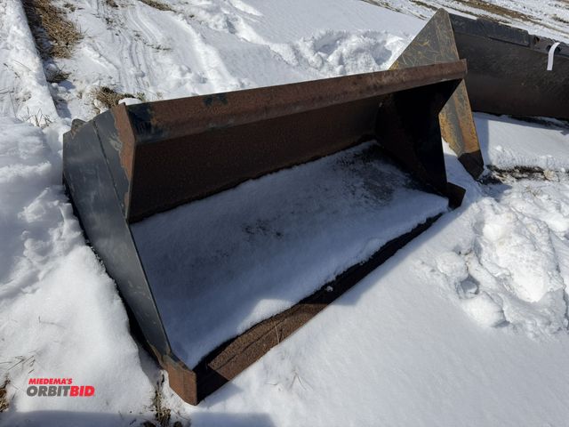 Lot 1-11556 - (1) 48" wide loader tractor bucket with welded on cutting edge, loader arm brackets are 40" on cente...