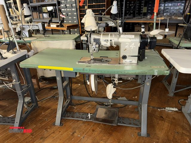 Lot 1-4661 - (1) Juki, model LH-1152, commercial sewing machine, Gauge F, on power table, Mitsubishi 1/2 HP, 2-po...
