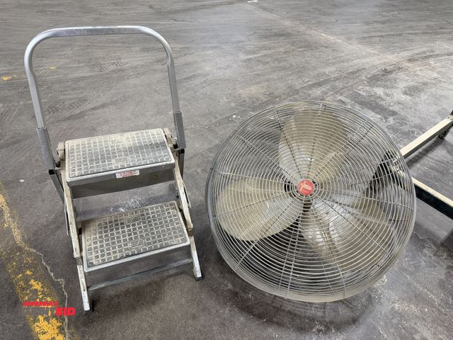 Lot 1-16339 - Lot including (1) Little Jumbo portable, folding 2-step step ladder with rear wheels, and (1) Dayton...