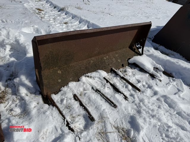 Lot 1-11558 - (1) 48" utility fork bucket, loader tractor mount, 1 fork is missing, sides of fork are rusted and w...