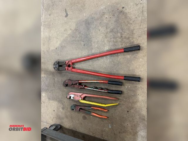 Lot 1-6305 - (1) 36" bolt cutter, (1) Thomas and Betts 24" long ratcheting crimping tool, (1) Thomas and Betts 16...
