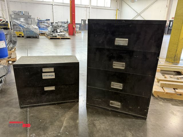 Lot 1-5430 - (1) 36" width x 52.5" height x 18" depth, 4-drawer steel lateral file cabinet, and (1) 36" width x 2...