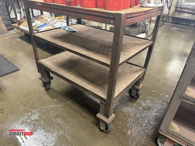 Lot 1-6504 - (1) heavy duty steel shop cart, 36.5" x 24.5" x 37 1/4" tall with heavy duty casters.