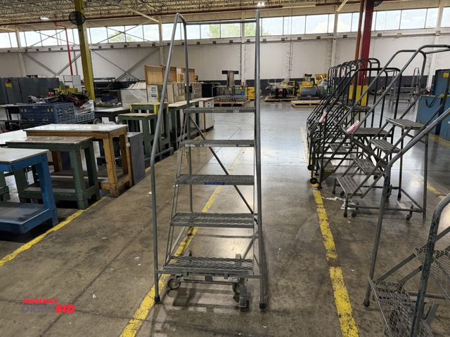 Lot 1-5192 - (1) Cotterman 450 lb. capacity, 5-step rolling warehouse safety ladder.
