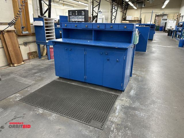 Lot 1-17727 - (1) 5' x 3' anti fatigue mat, and contents of shelving, includes (1) 19.5" width x 16" height x 7" d...