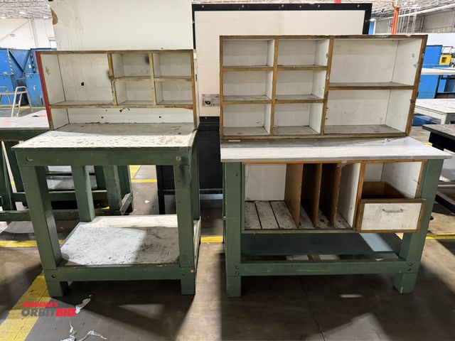 Lot 1-5238 - (1) 37.5" width x 38.5" height x 26.5" depth heavy duty wood framed work station with a 19" tall x 9...