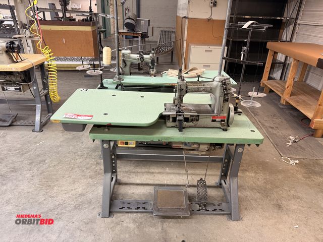 Lot 1-7233 - Lot Of (2) Apex Sewing Machines Equipped W/ Table &amp; Foot Pedal Control