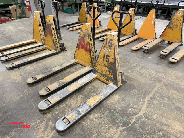 Lot 1-16749 - Lot of (2) Ergo Lift-Rite, 12V electric walk-behind pallet jacks with 3000 lb. capacity, 1 has Batte...