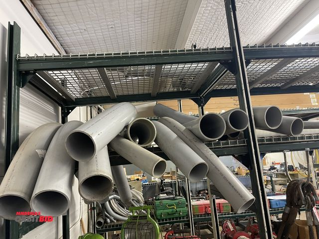 Lot 1-6215 - Lot of (14) assorted PVC sweeps and 90's, includes (4) 5" PVC conduit sweeps, (3) 3.5", and more.