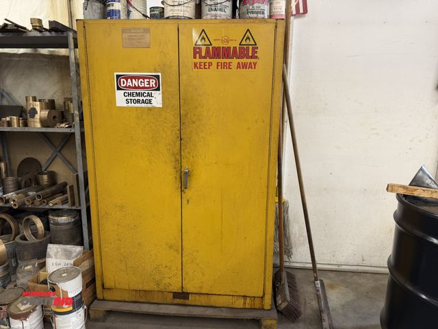 Lot 1-6196 - (1) Just Rite 43" width x 65.5" height x 18" depth flammable liquid safety storage cabinet, contents...