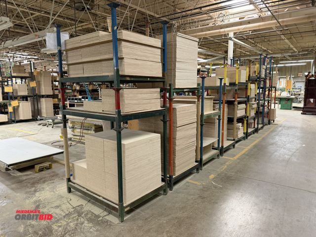 Lot 1-16666 - Lot of (30) stackable steel racks, 48" x 35.5" x 9" tall, assorted removable length arms, includes c...