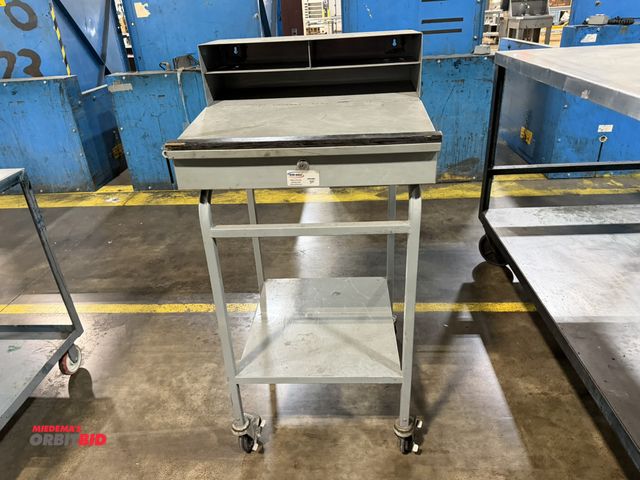 Lot 1-5206 - (1) Win-Holt 24" width x 49" height x 22.5" depth rolling foreman's desk with drawer and lower shelf...