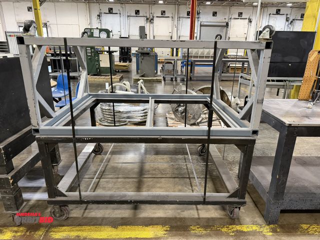 Lot 1-5138 - Lot of (2) 64" width x 26" height x 51" depth steel cart frames with 3" diameter wheels, made out of...